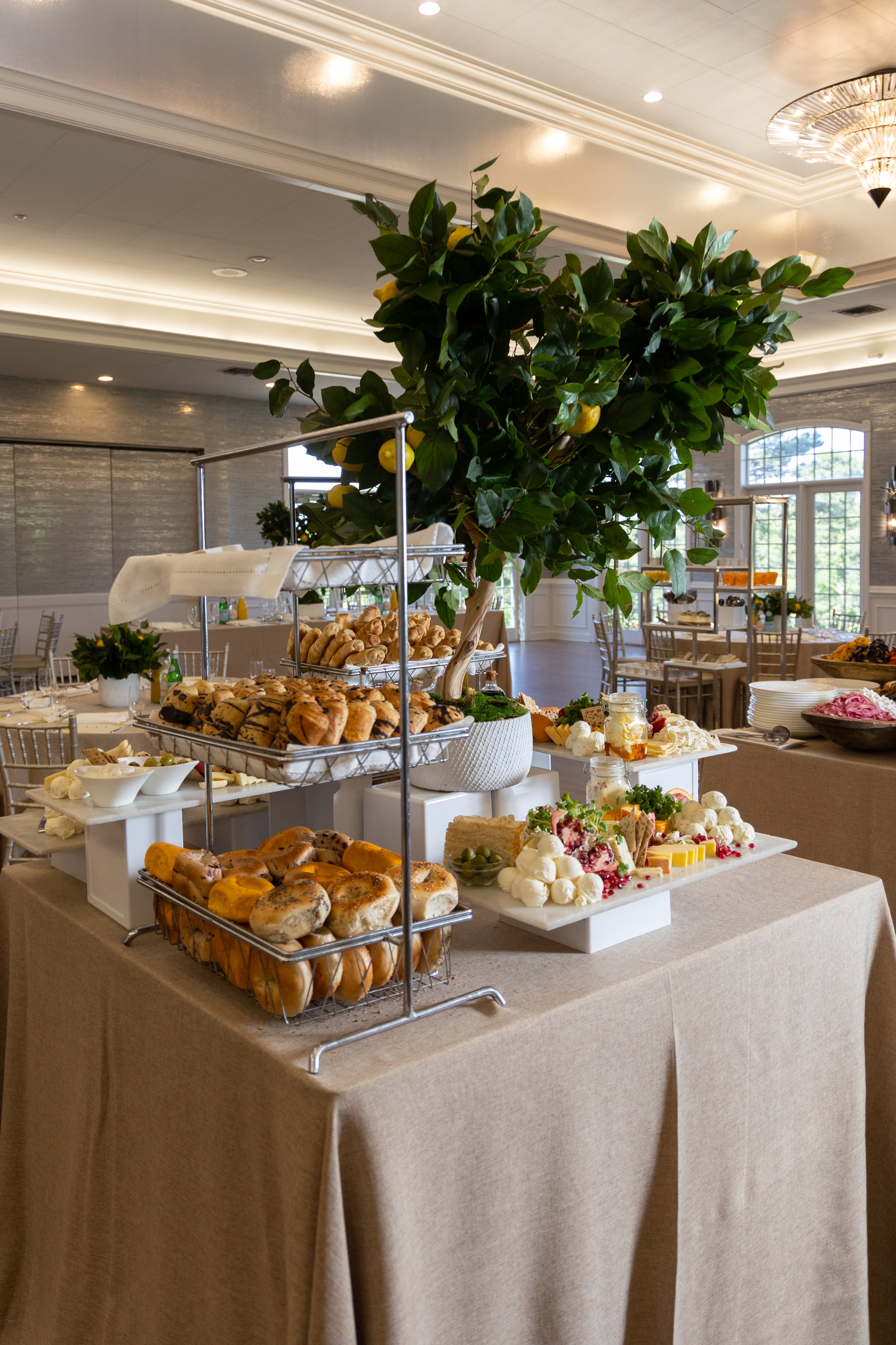 Elegant pastry and bagel display